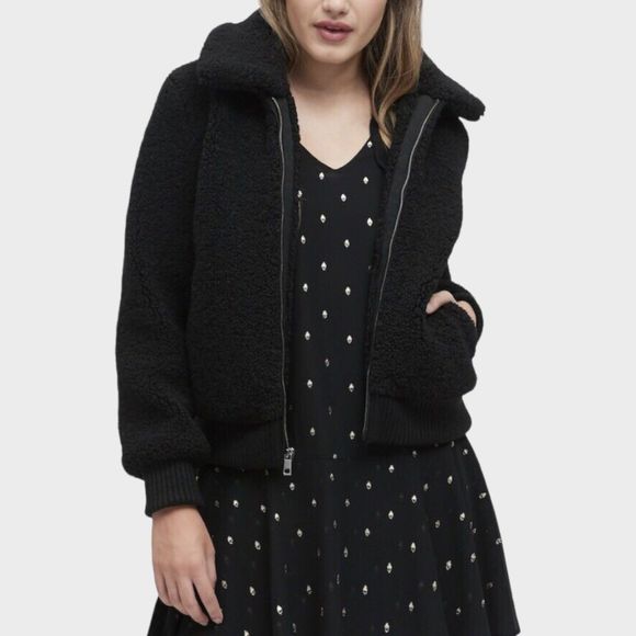 Banana Republic Jackets & Blazers - Banana Republic Full Zip Sherpa Bomber Jacket in Black Women's Size XL